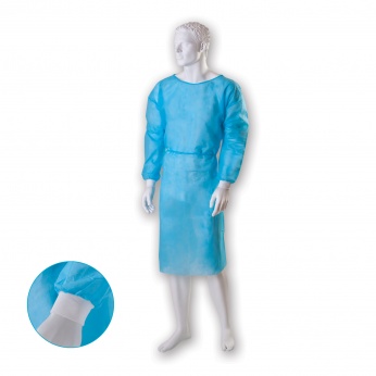 medical gown with knitted cuffs non-woven, non-sterile