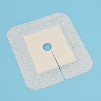 elastopor STERIL D non-woven swab with absorbent pad, incision and O-hole, self-adhesive, sterile